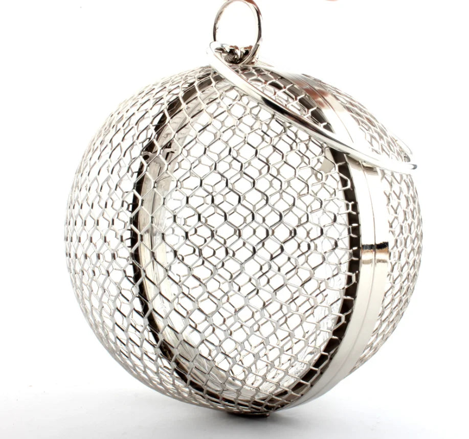 Girl Round Ball Gold Clutch Purse for Women Basketball Evening Bags Rhinestone Handbags Ladies Party wedding Dinner clutch Bag