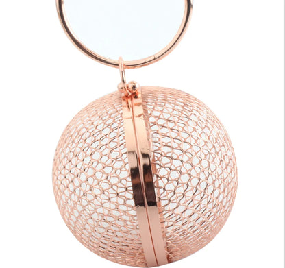 Girl Round Ball Gold Clutch Purse for Women Basketball Evening Bags Rhinestone Handbags Ladies Party wedding Dinner clutch Bag