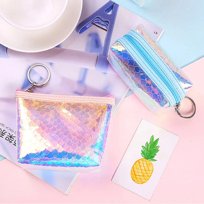 Girl Shining Fish Scale Coin Purse Cute Zpper Coins Wallet Lady Sweet Mini Student Key Bag Women Small Cards Holder Money Bags