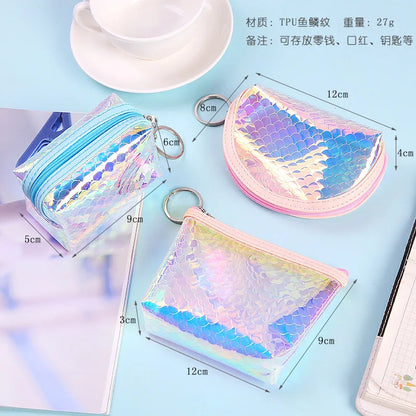 Girl Shining Fish Scale Coin Purse Cute Zpper Coins Wallet Lady Sweet Mini Student Key Bag Women Small Cards Holder Money Bags