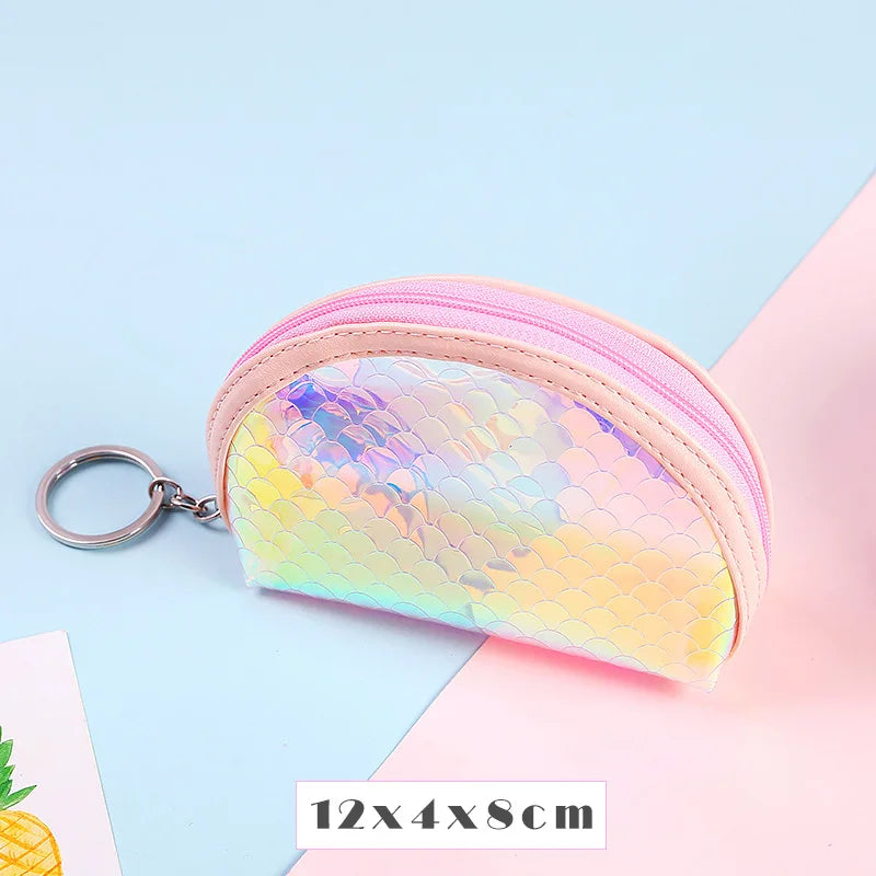 Girl Shining Fish Scale Coin Purse Cute Zpper Coins Wallet Lady Sweet Mini Student Key Bag Women Small Cards Holder Money Bags