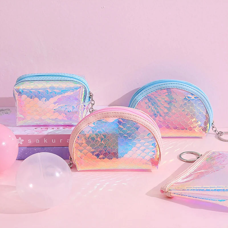 Girl Shining Fish Scale Coin Purse Cute Zpper Coins Wallet Lady Sweet Mini Student Key Bag Women Small Cards Holder Money Bags