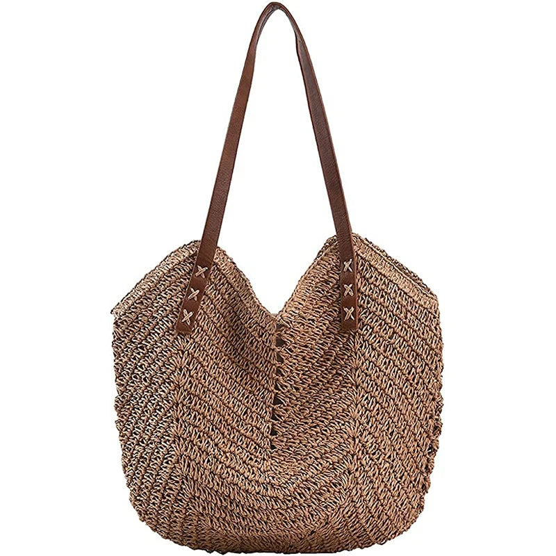 Girl Straw Bag for Women Summer Beach Bag Soft Woven Tote Bag Large Rattan Shoulder Bag for Vacation Travel Shopping Bags