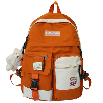 Girl Student Harajuku Backpack Cute Nylon Women Badge School Bag College Lady Kawaii Backpack Female Fashion Bag Book Trendy New