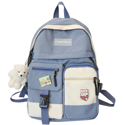 Girl Student Harajuku Backpack Cute Nylon Women Badge School Bag College Lady Kawaii Backpack Female Fashion Bag Book Trendy New