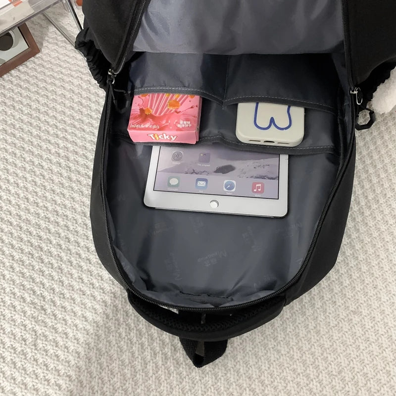 Girl Travel Cute Cartoon Book Backpack Female White Laptop Nylon Bag Trendy Lady Kawaii College Backpack Fashion Women SchoolBag