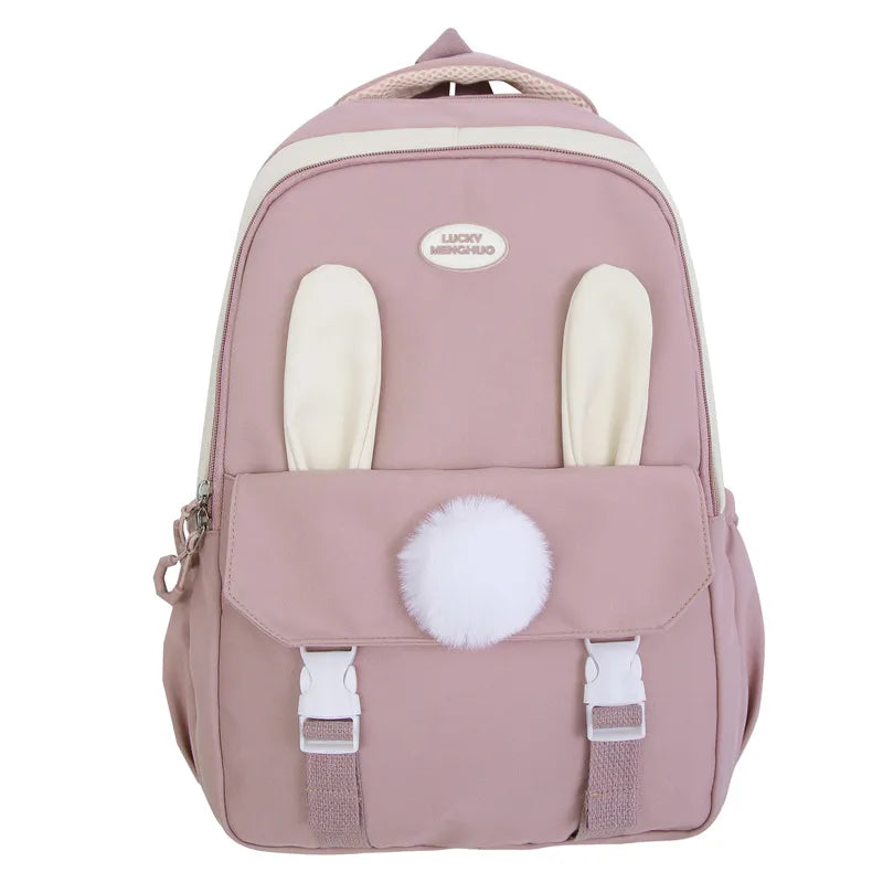Girl Travel Cute Cartoon Book Backpack Female White Laptop Nylon Bag Trendy Lady Kawaii College Backpack Fashion Women SchoolBag