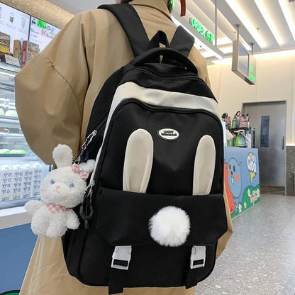 Girl Travel Cute Cartoon Book Backpack Female White Laptop Nylon Bag Trendy Lady Kawaii College Backpack Fashion Women SchoolBag