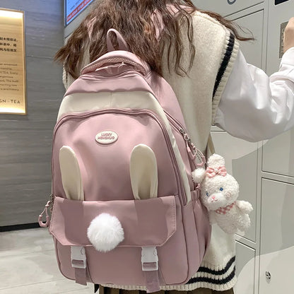 Girl Travel Cute Cartoon Book Backpack Female White Laptop Nylon Bag Trendy Lady Kawaii College Backpack Fashion Women SchoolBag