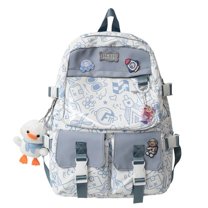 Girl Travel Graffiti Transparent Book Backpack Women Purple Kawaii School Bag Ladies College Backpack Fashion Female Laptop Bags