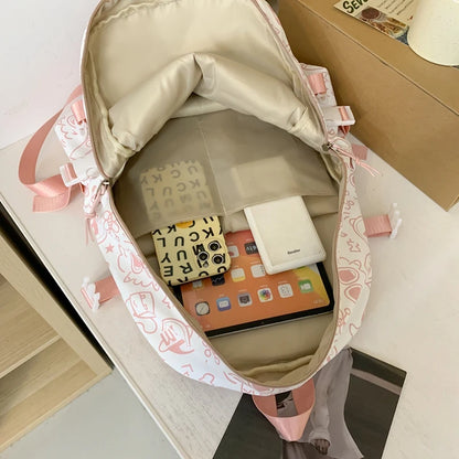 Girl Travel Graffiti Transparent Book Backpack Women Purple Kawaii School Bag Ladies College Backpack Fashion Female Laptop Bags