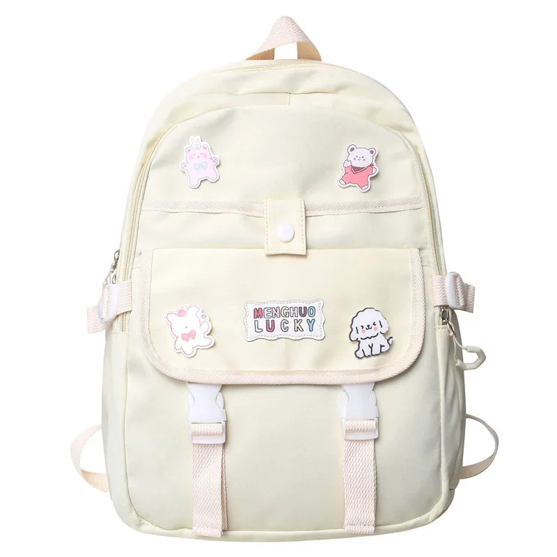 Girl Travel Kawaii Waterproof Book Backpack Women Badge Laptop School Bag Female Cute College Fashion Ladies Leisure Student Bag