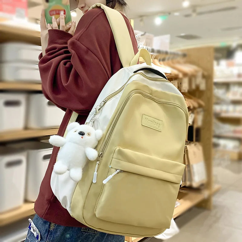 Girl Travel Waterproof Yellow Leisure School Bag Fashion Women Student Backpack Ladies Nylon Cute Book Female Laptop College Bag