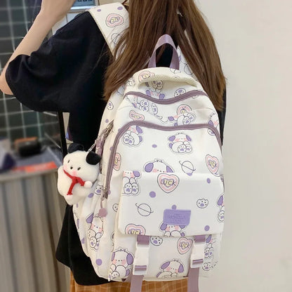 Girl Waterproof Cartoon Printing Travel Book Bag Trendy Women Kawaii Lady School Bag Fashion Female Laptop College Backpack Cute