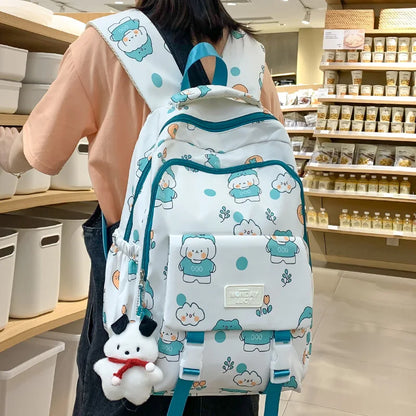 Girl Waterproof Cartoon Printing Travel Book Bag Trendy Women Kawaii Lady School Bag Fashion Female Laptop College Backpack Cute