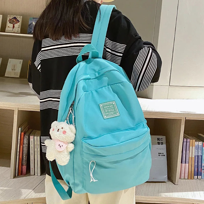 Girl Waterproof Cute Travel Student Bag Lady Kawaii Solid College Backpack Trendy Cool Women Bags Fashion Female Backpack Laptop