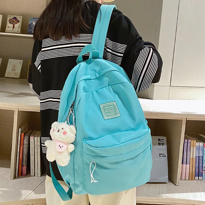 Girl Waterproof Cute Travel Student Bag Lady Kawaii Solid College Backpack Trendy Cool Women Bags Fashion Female Backpack Laptop