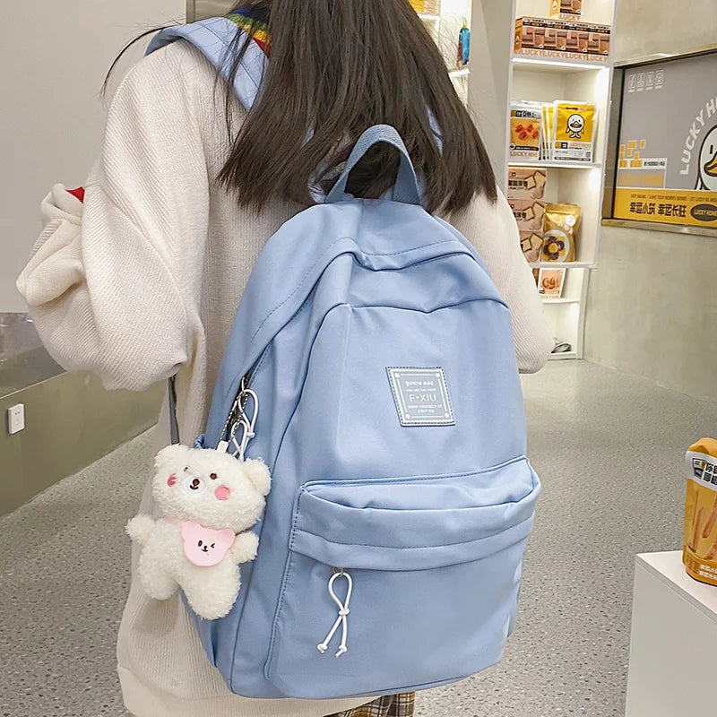 Girl Waterproof Cute Travel Student Bag Lady Kawaii Solid College Backpack Trendy Cool Women Bags Fashion Female Backpack Laptop