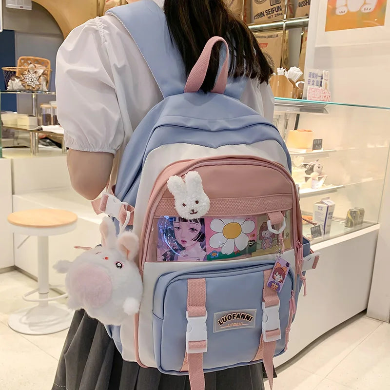 Girl Waterproof Transparent Cute School Bag New Female Laptop College Backpack Lady Travel BookBag Women Kawaii Backpack Fashion