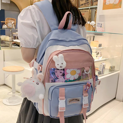 Girl Waterproof Transparent Cute School Bag New Female Laptop College Backpack Lady Travel BookBag Women Kawaii Backpack Fashion