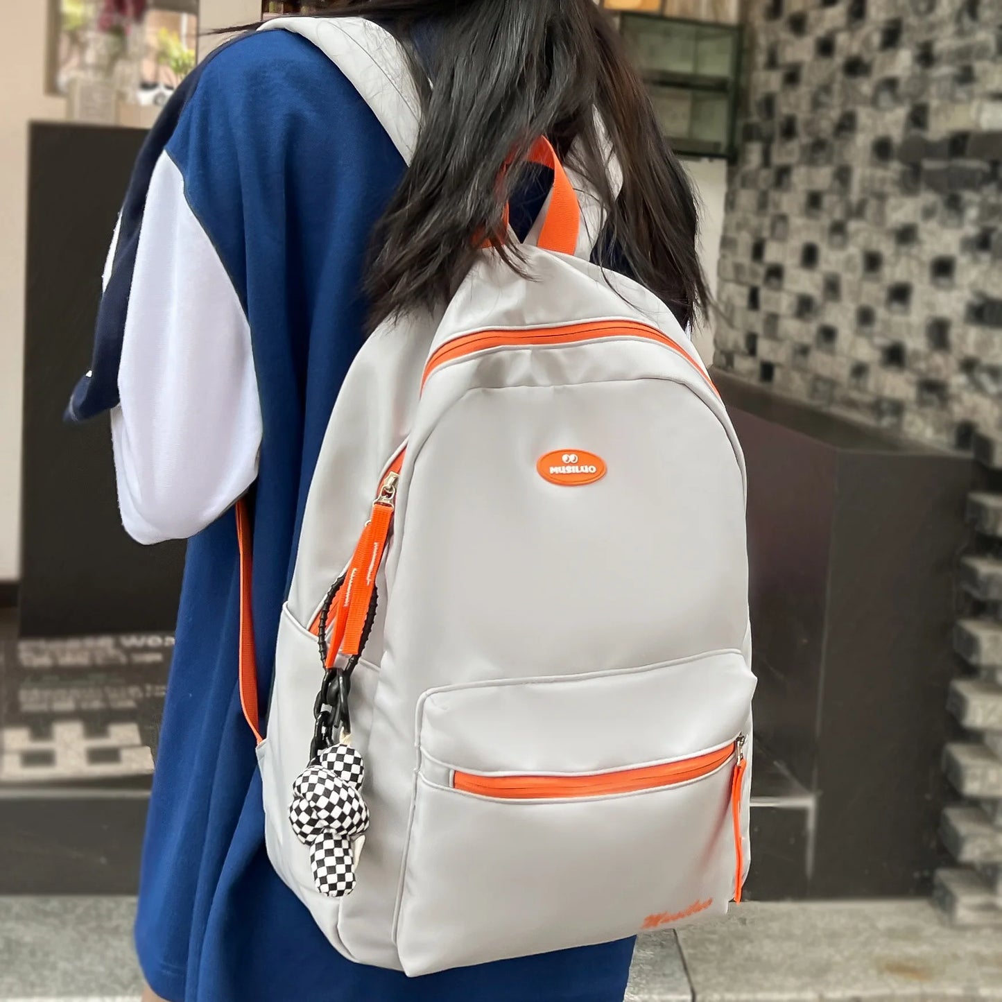Girl Waterproof Travel Laptop Backpack Trendy Women Leisure Pocket School Bag Ladies Nylon College Teen Fashion Female Book Bags