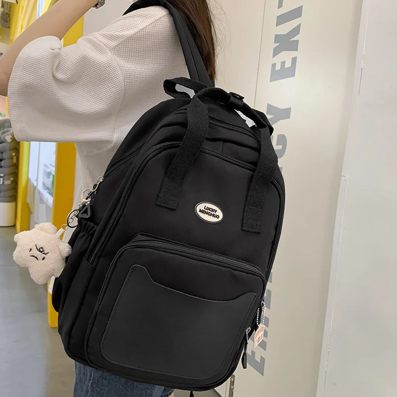 Girl White Travel Book Backpack Nylon Fashion Ladies Leisure Bag Waterproof Female Cute College Backpack Women Laptop School Bag