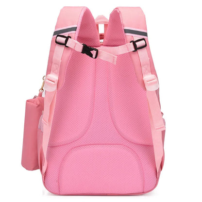Girls Backpack Cute Animal Print Kids School Bag Lightweight Travel Bag 3-6 Grade Students Oxford Cloth Backpack Pencil Case