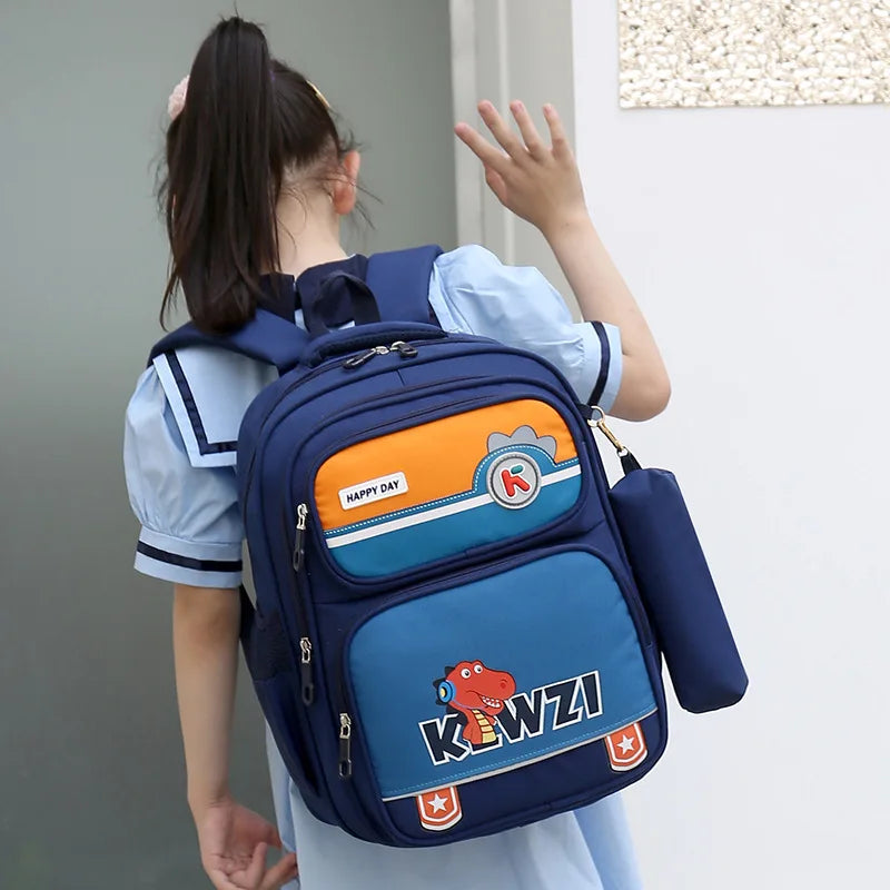 Girls Backpack Cute Animal Print Kids School Bag Lightweight Travel Bag 3-6 Grade Students Oxford Cloth Backpack Pencil Case