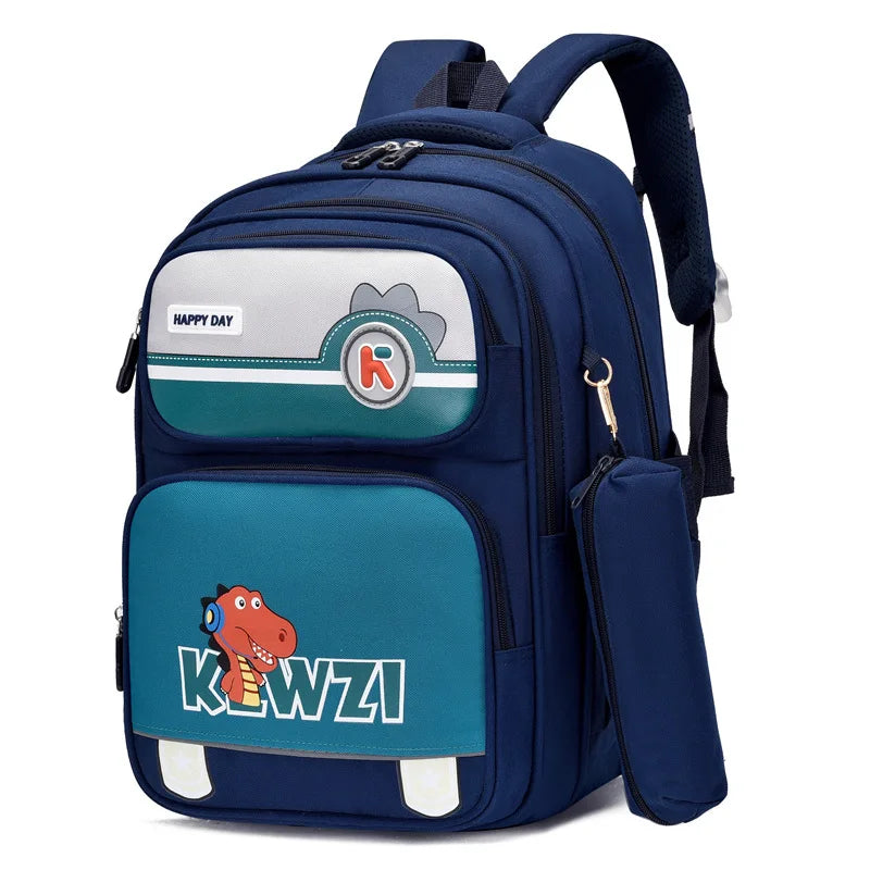 Girls Backpack Cute Animal Print Kids School Bag Lightweight Travel Bag 3-6 Grade Students Oxford Cloth Backpack Pencil Case