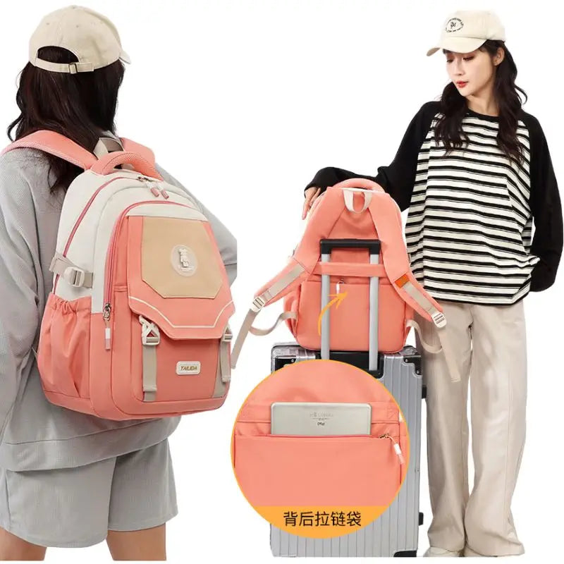 Girls Cute Schoolbag Elementary Middle School Backpack for Primary School Teens Carry On With Trolley Sleeve