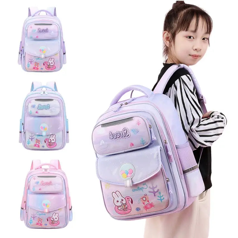 Girls Orthopedic Lightweight Waterproof School Bag,Backpack Bags for Teenage Students,weekend Bag Child Double Shoulder Bags