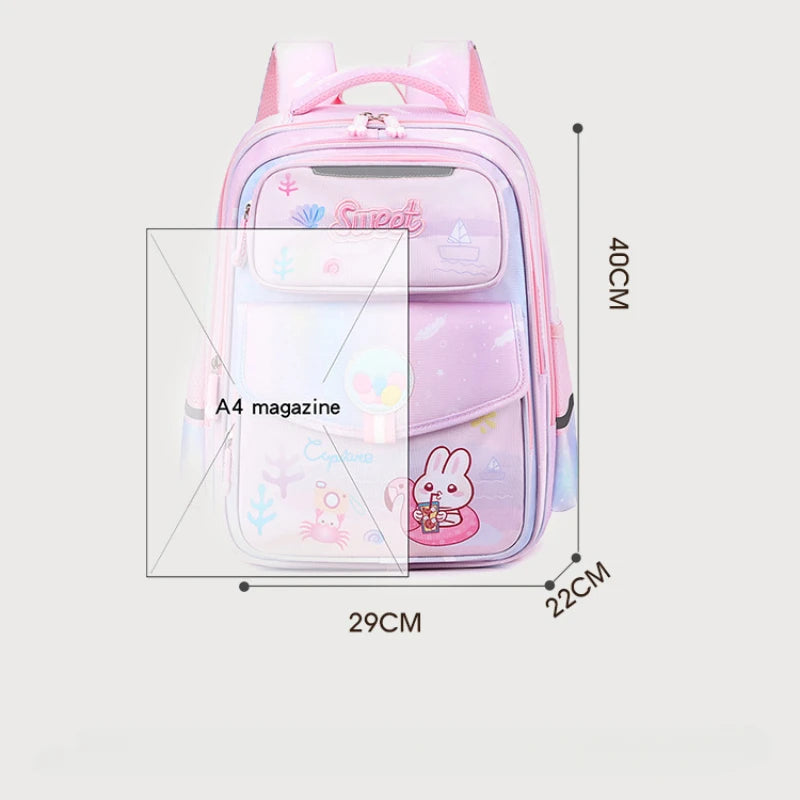 Girls Orthopedic Lightweight Waterproof School Bag,Backpack Bags for Teenage Students,weekend Bag Child Double Shoulder Bags