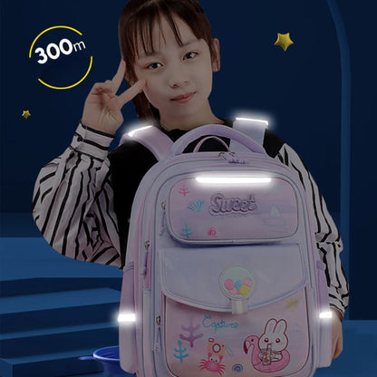 Girls Orthopedic Lightweight Waterproof School Bag,Backpack Bags for Teenage Students,weekend Bag Child Double Shoulder Bags