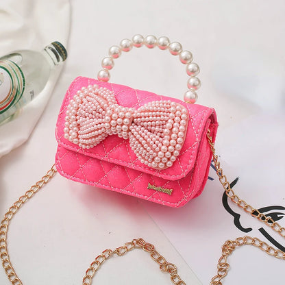 Girls Princess Messenger Bag Cute Kids Leather Purses and Handbags Child Bowknot Crossbody Bags Toddler Party Tote Hand Bag