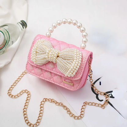 Girls Princess Messenger Bag Cute Kids Leather Purses and Handbags Child Bowknot Crossbody Bags Toddler Party Tote Hand Bag