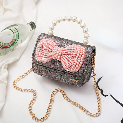 Girls Princess Messenger Bag Cute Kids Leather Purses and Handbags Child Bowknot Crossbody Bags Toddler Party Tote Hand Bag