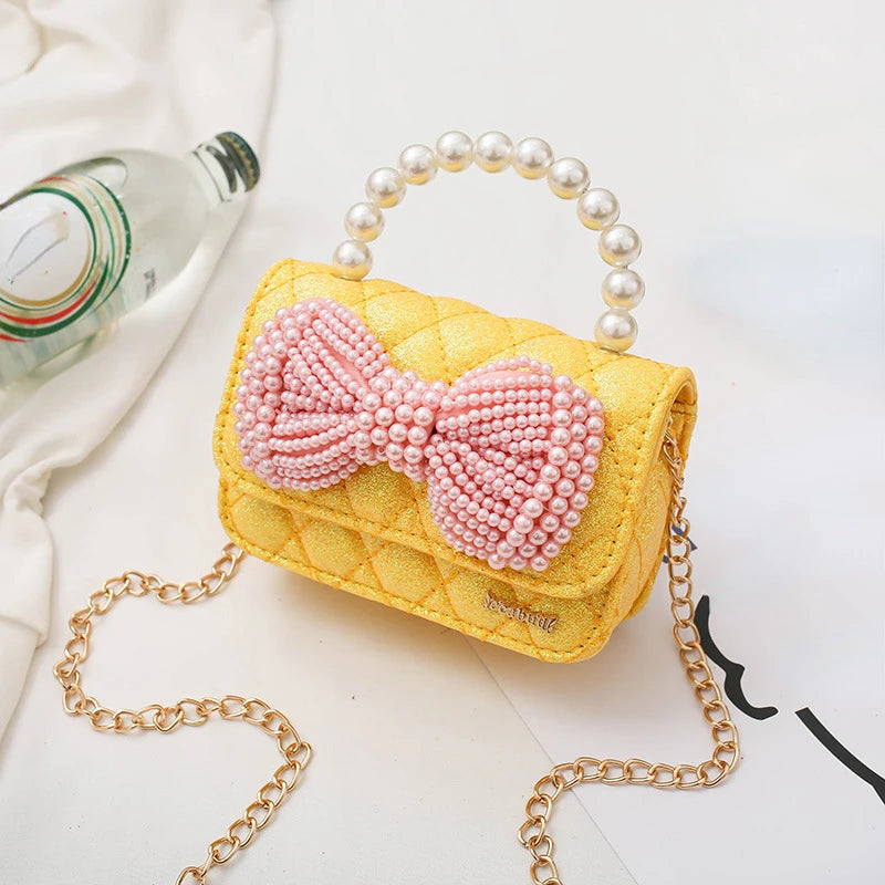 Girls Princess Messenger Bag Cute Kids Leather Purses and Handbags Child Bowknot Crossbody Bags Toddler Party Tote Hand Bag