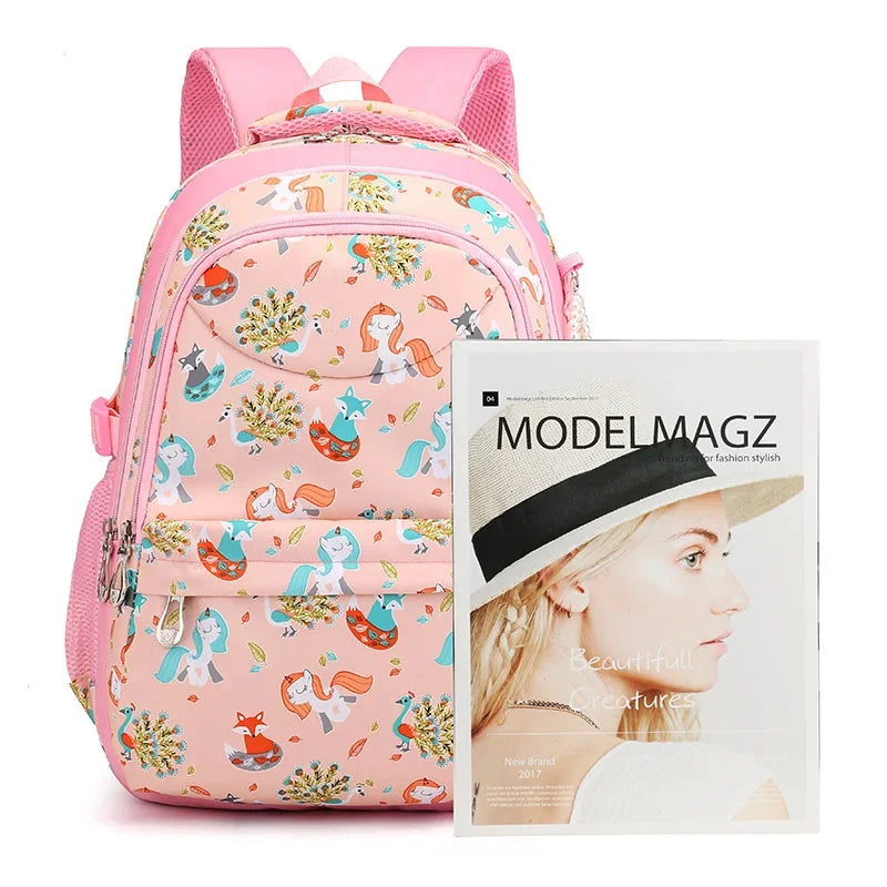Girls School Bags Children Primary Backpack animal Print Princess Schoolbag Cute Cartoon Kids Bookbags Mochila Escolar