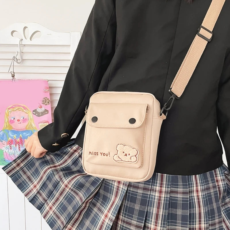 Girls Shoulder Bag Womens Crossbody Bag Teenager Cartoon Bear Messenger Bag Small Satchel Bag Female Shopping Dating Bag