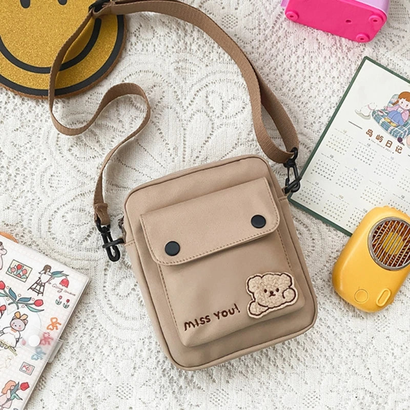 Girls Shoulder Bag Womens Crossbody Bag Teenager Cartoon Bear Messenger Bag Small Satchel Bag Female Shopping Dating Bag