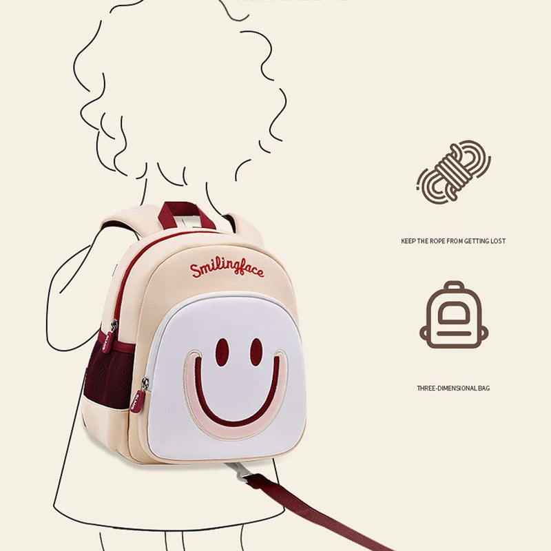 Girls Smile Face School Bags for Children Kindergarten Kids Backpacks Pupil Boys Elementary Student Bookbag Mochilas Escolares