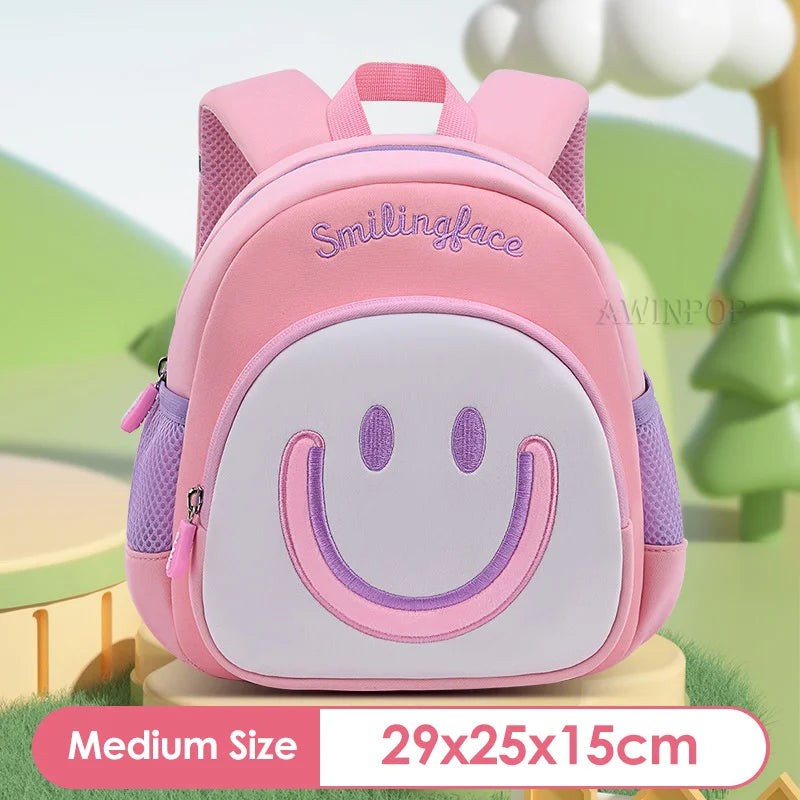 Girls Smile Face School Bags for Children Kindergarten Kids Backpacks Pupil Boys Elementary Student Bookbag Mochilas Escolares