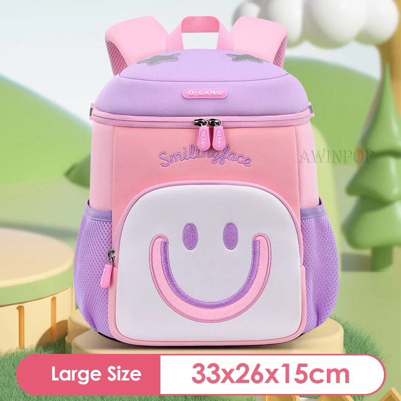 Girls Smile Face School Bags for Children Kindergarten Kids Backpacks Pupil Boys Elementary Student Bookbag Mochilas Escolares