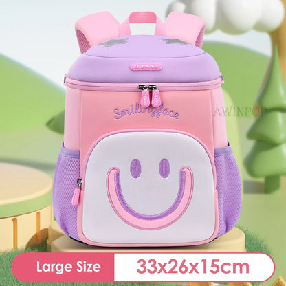 Girls Smile Face School Bags for Children Kindergarten Kids Backpacks Pupil Boys Elementary Student Bookbag Mochilas Escolares