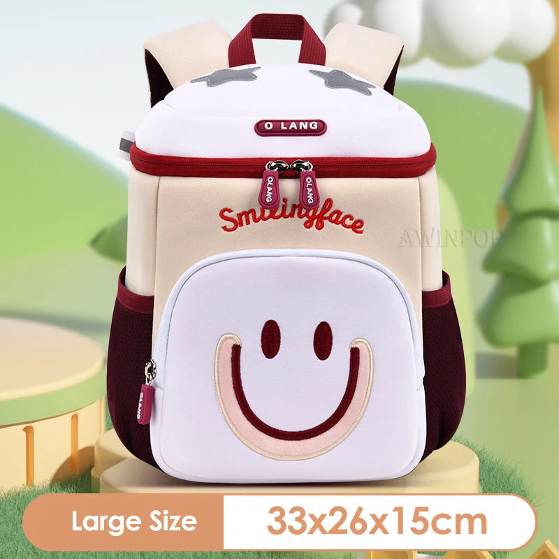 Girls Smile Face School Bags for Children Kindergarten Kids Backpacks Pupil Boys Elementary Student Bookbag Mochilas Escolares