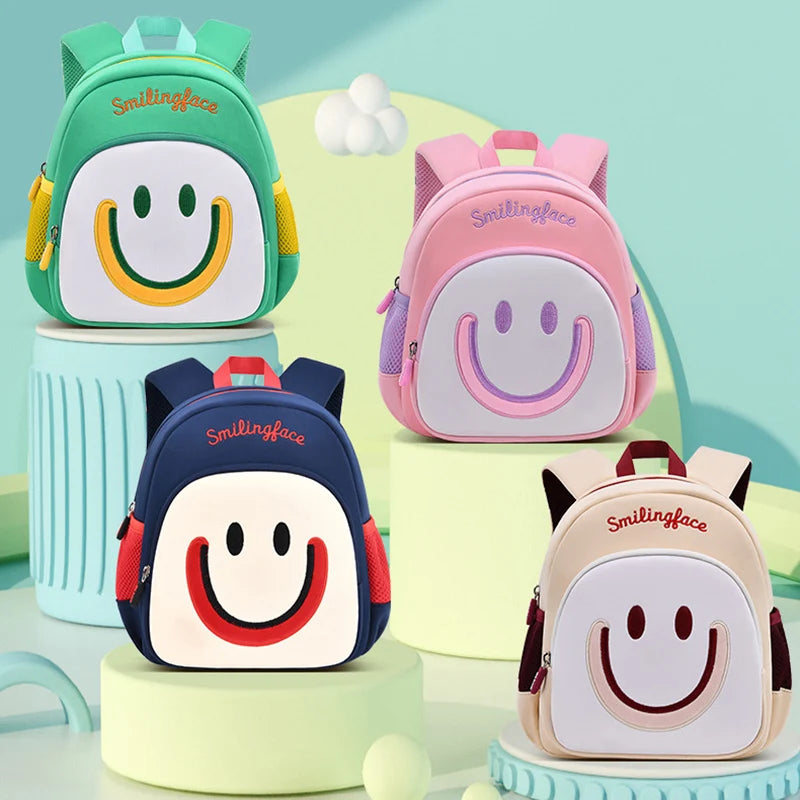 Girls Smile Face School Bags for Children Kindergarten Kids Backpacks Pupil Boys Elementary Student Bookbag Mochilas Escolares