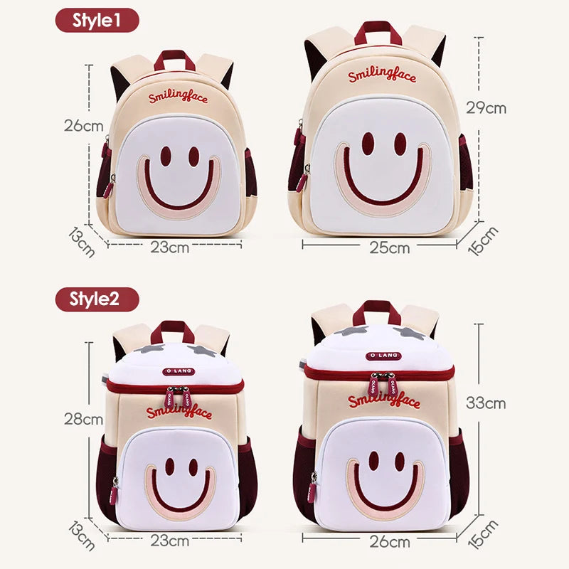 Girls Smile Face School Bags for Children Kindergarten Kids Backpacks Pupil Boys Elementary Student Bookbag Mochilas Escolares
