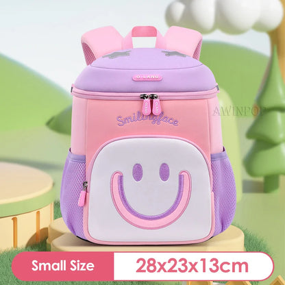 Girls Smile Face School Bags for Children Kindergarten Kids Backpacks Pupil Boys Elementary Student Bookbag Mochilas Escolares