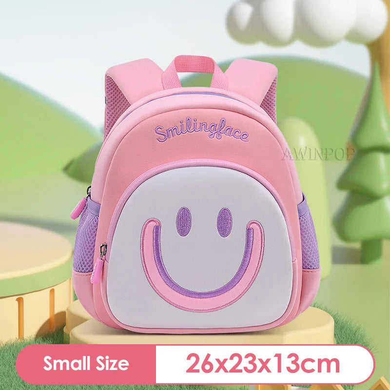 Girls Smile Face School Bags for Children Kindergarten Kids Backpacks Pupil Boys Elementary Student Bookbag Mochilas Escolares