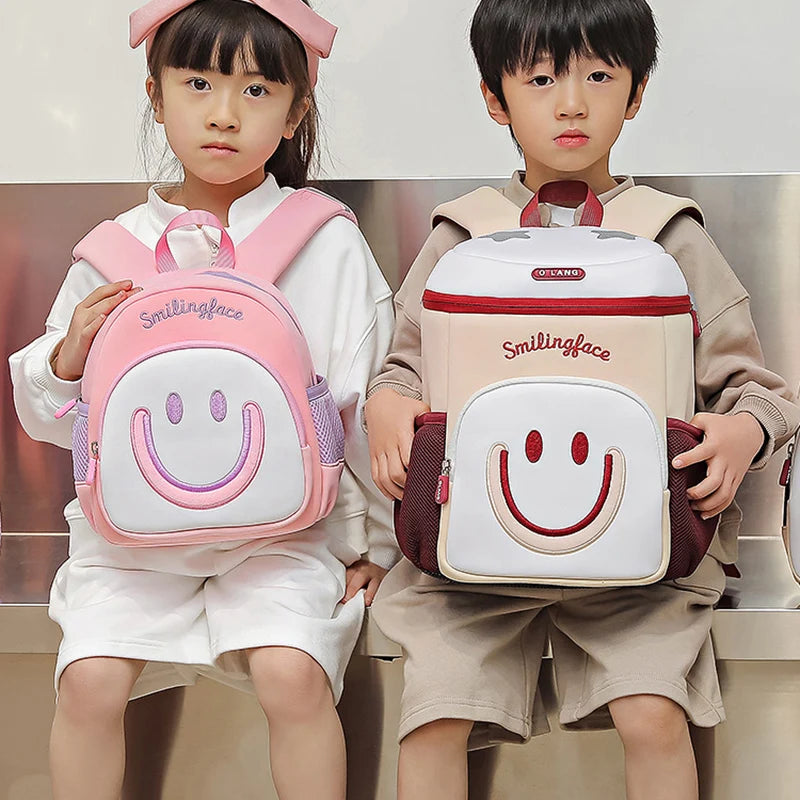 Girls Smile Face School Bags for Children Kindergarten Kids Backpacks Pupil Boys Elementary Student Bookbag Mochilas Escolares